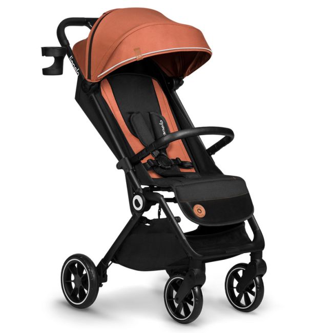 Lionelo - Carucior sport Cloe, De la nastere, Cu accesorii, Cadru din aluminiu, 0-22 kg, Usor, Pliabil cu o singura mana, Ideal pentru toate tipurile de suprafete, Maro BYNLO-CLOE_BROWN_RUST