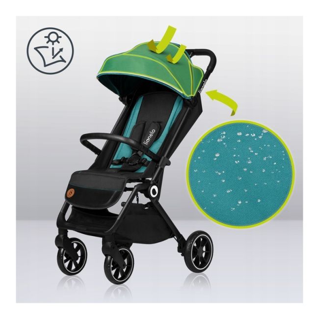 Lionelo - Carucior sport Cloe, De la nastere, Cu accesorii, Cadru din aluminiu, 0-22 kg, Usor, Pliabil cu o singura mana, Ideal pentru toate tipurile de suprafete, Verde smarald BYNLO-CLOE_GREEN_EMERALD