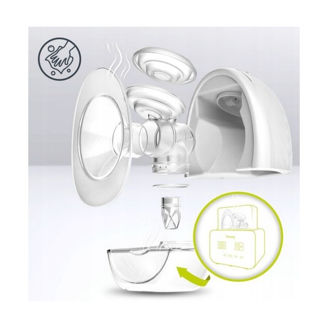 Lionelo - Pompa de san portabila Fidi cu accesorii, Hands-free, 5 functii de masaj, Autonomie pana la 24 h, 50 db, Capacitate 150 ml, Alb BYNLOC-FIDI_FREE_WHITE