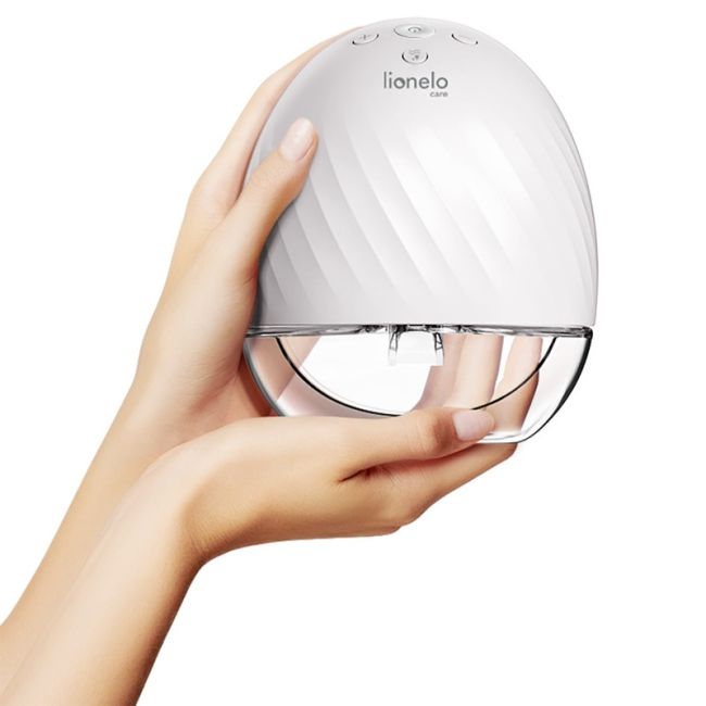 Lionelo - Pompa de san portabila Fidi cu accesorii, Hands-free, 5 functii de masaj, Autonomie pana la 24 h, 50 db, Capacitate 150 ml, Alb BYNLOC-FIDI_FREE_WHITE