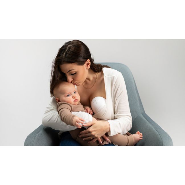Lionelo - Pompa de san portabila Fidi cu accesorii, Hands-free, 5 functii de masaj, Autonomie pana la 24 h, 50 db, Capacitate 150 ml, Alb BYNLOC-FIDI_FREE_WHITE
