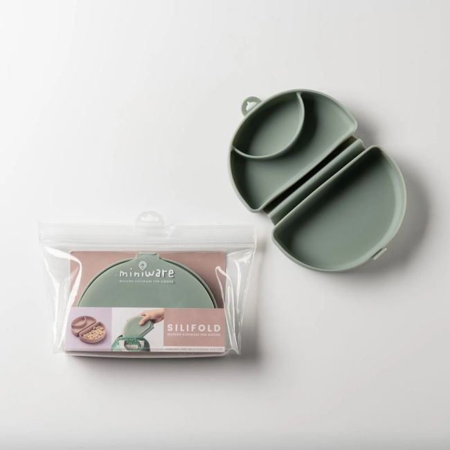 Recipient diversificare hrana bebelusi Miniware Silifold, 100% din silicon alimentar, Sage JEMmw_SLFSSG