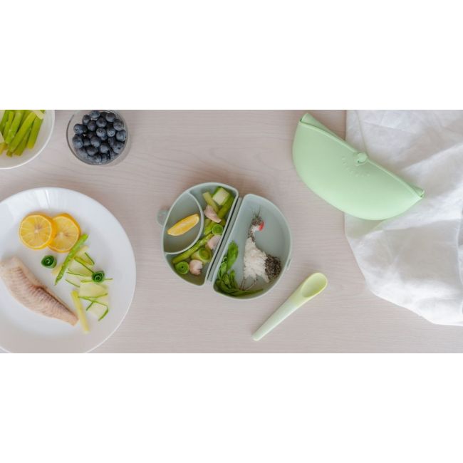 Recipient diversificare hrana bebelusi Miniware Silifold, 100% din silicon alimentar, Sage JEMmw_SLFSSG