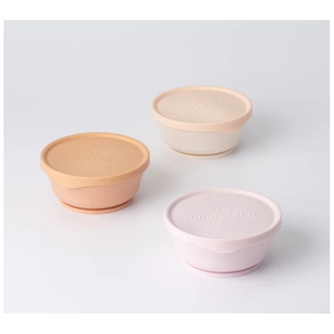 Set 3 boluri cu capac hrana bebelusi Miniware, 100% din materiale naturale biodegradabile, Cotton Candy+Toffee+Vanilla JEMmw_MWCB3CTV