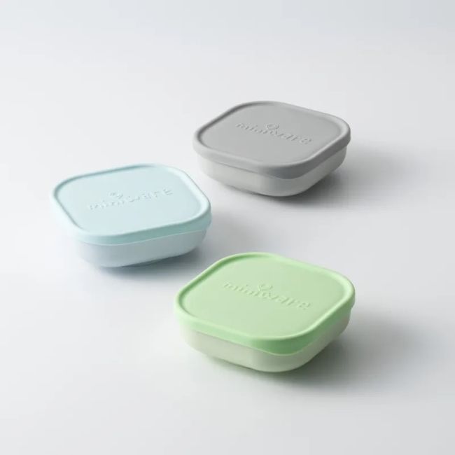 Set 3 boluri pentru hrana bebelusi Miniware Snack Bowl, 100% din materiale naturale biodegradabile, Aqua+Grey+Keylime JEMmw_MWSB3AGK