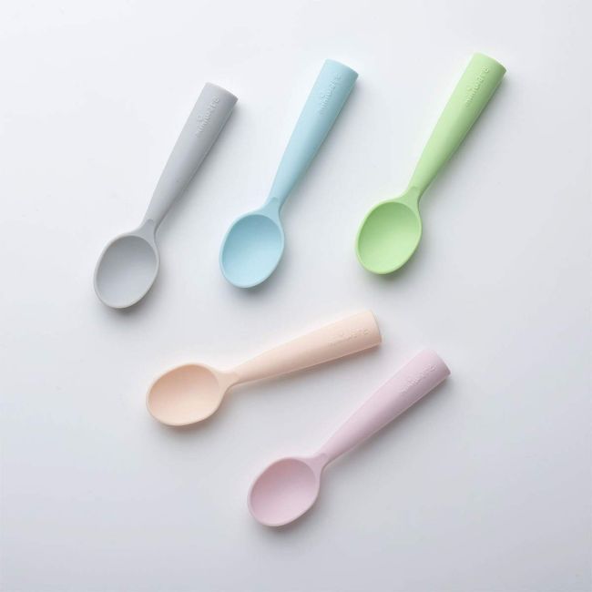 Set de lingurite bebelusi Miniware, 100% silicon alimentar, Grey+Cotton candy JEMmw_MWTSGC