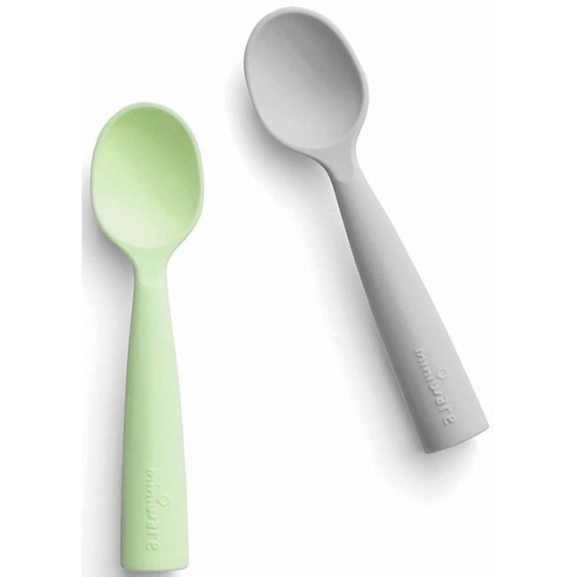 Set de lingurite bebelusi Miniware, 100% silicon alimentar, Grey+Keylime JEMmw_MWTSGK