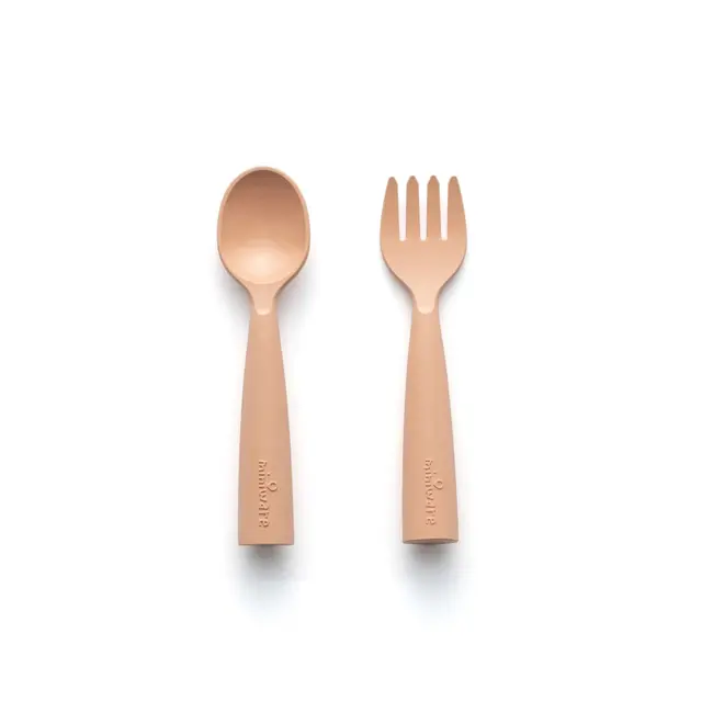 Set de tacamuri bebelusi Miniware My First Cutlery, 100% din materiale naturale biodegradabile, Toffee JEMmw_MWMFCT