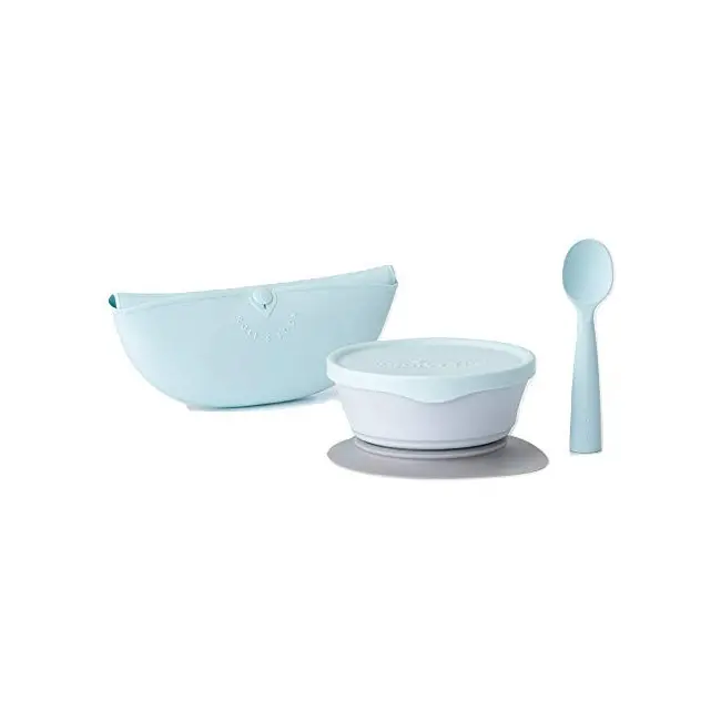 Set diversificare hrana bebelusi Miniware First Bites, 100% din materiale naturale biodegradabile, 4 piese, Aqua JEMmw_MWFBDAA
