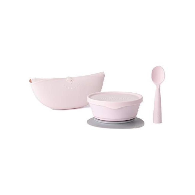 Set diversificare hrana bebelusi Miniware First Bites Deluxe, 100% din materiale naturale biodegradabile, 4 piese, Cotton candy JEMmw_MWFBDCC