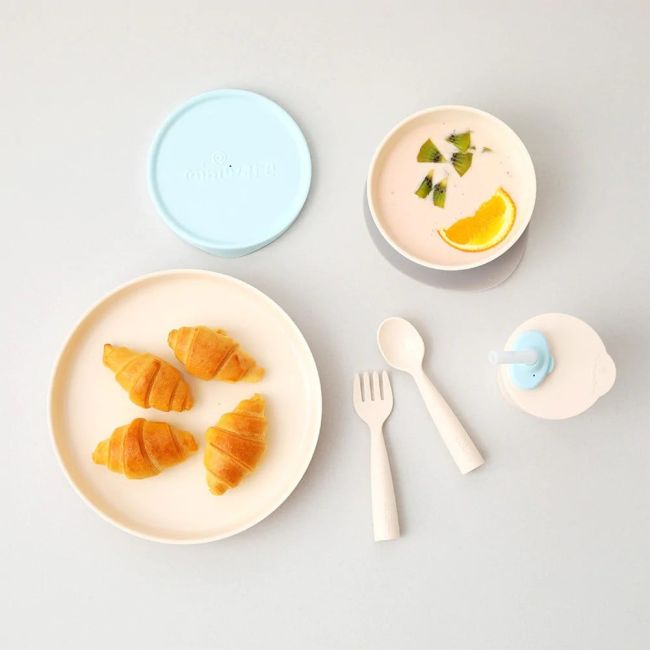 Set diversificare hrana bebelusi Miniware Little Foodie, 100% din materiale naturale biodegradabile, 6 piese, Vanilla Aqua JEMmw_MWLFVA