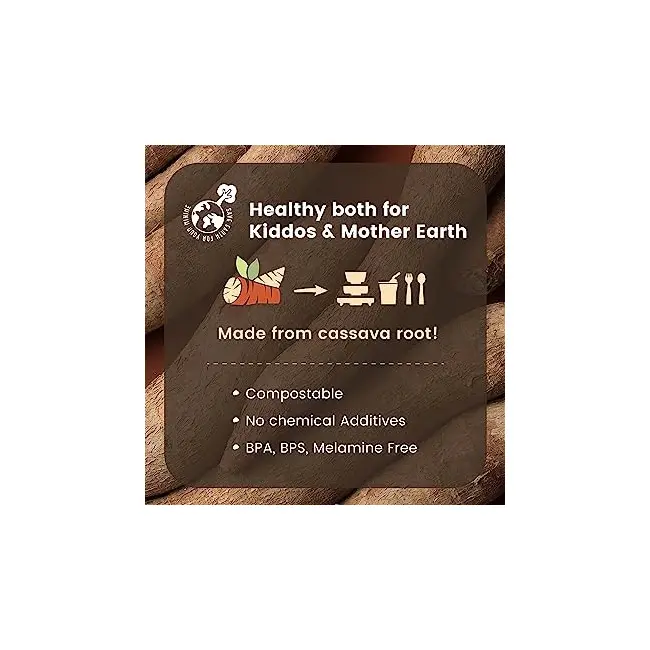 Set diversificare hrana bebelusi Miniware Sip&Snack, 100% din materiale naturale biodegradabile, 3 piese, Grey JEMmw_MWSKGG
