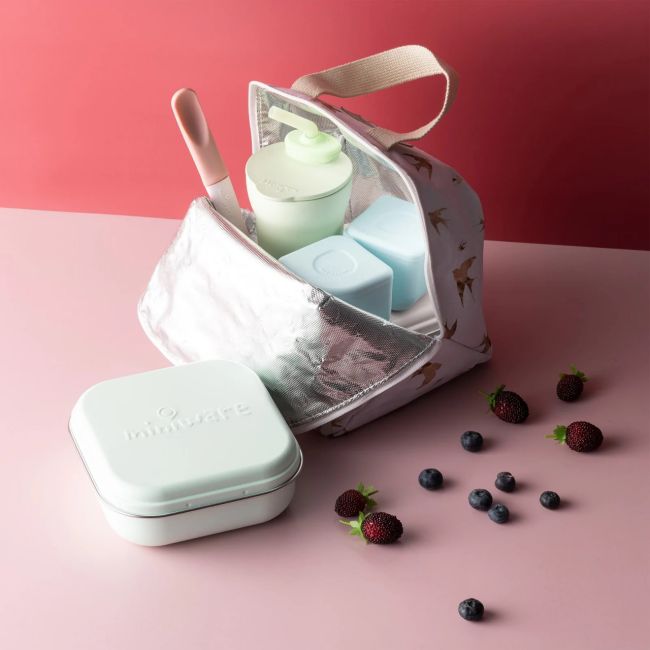 Set geanta termoizolanta Mealtote cu cutie Grow bento, Miniware Ready Go! Bento, 4 piese, Golden Swallow JEMmw_RGBGS