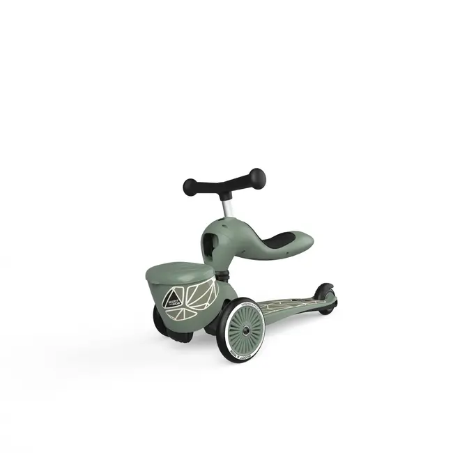 Trotineta Copii Cu Sezut, Suport Jucarie, Transformabila 2in1, Highwaykick 1 Lifestyle Greenlines, 1-5 Ani, Pana La 50 Kg, Scoot  Ride Pjb96604