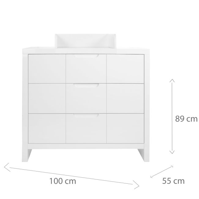 Comoda Childhome Quadro White 100x55x89 cm cu masa de infasat, MDF Alb ERFCH-KOQN