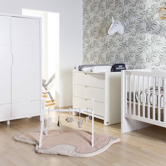 Comoda Childhome Quadro White 100x55x89 cm cu masa de infasat, MDF Alb ERFCH-KOQN