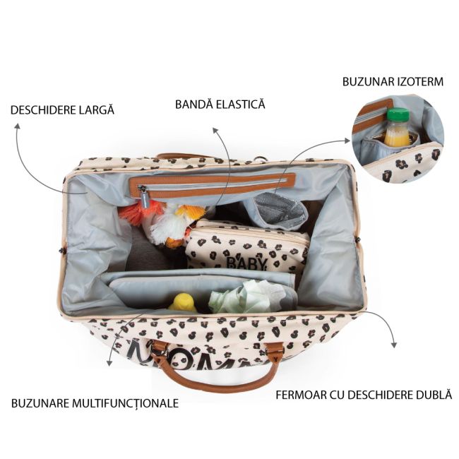 Geanta de infasat Childhome Mommy Bag Leopard ERFCH-CWMBBLEO