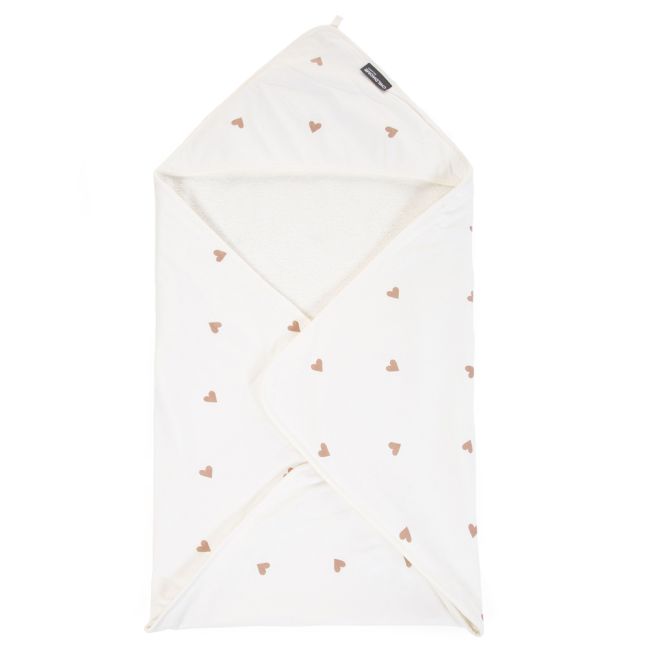 Prosop cu gluga si manusa de baie Childhome Jerse/Frotir 80x80 cm, Inimioare ERFCH-CCBCJOH