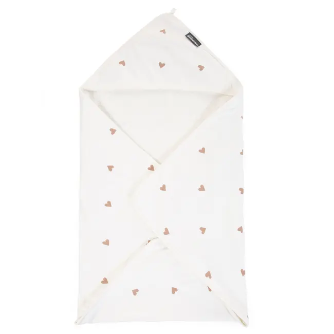 Prosop cu gluga si manusa de baie Childhome Jerse/Frotir 80x80 cm, Inimioare ERFCH-CCBCJOH