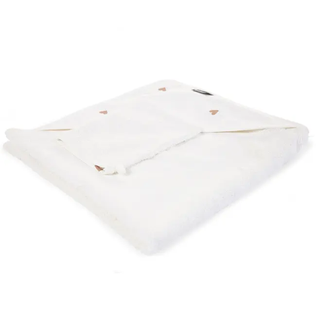 Prosop cu gluga si manusa de baie Childhome Jerse/Frotir 80x80 cm, Inimioare ERFCH-CCBCJOH