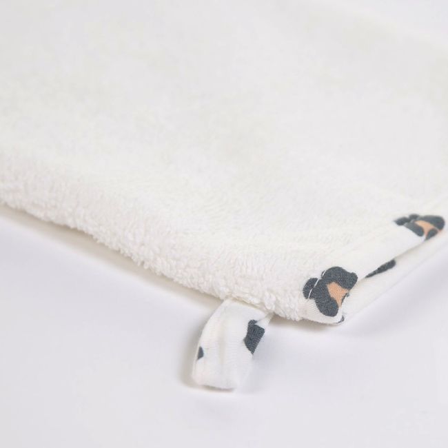 Prosop cu gluga si manusa de baie Childhome Jerse/Frotir 80x80 cm, Leopard ERFCH-CCBCJLEO