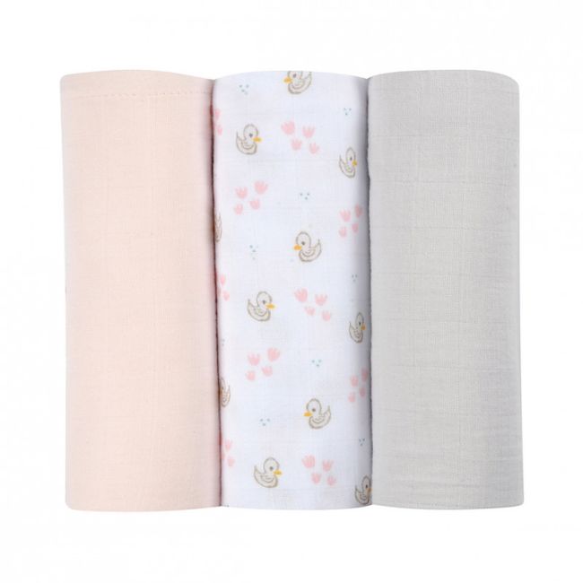 Set 3 Museline Beaba bumbac organic 70x70 cm Swan Pink ERFB920343