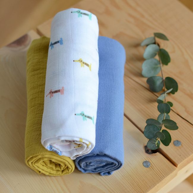 Set 3 Museline Beaba bumbac organic 70x70 cm Teckel Beige ERFB920347