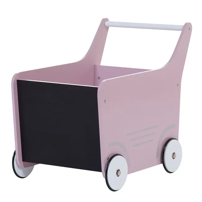 Carucior cu spatiu depozitare si tabla de scris Childhome, Lemn Roz ERFCH-WODSTRP