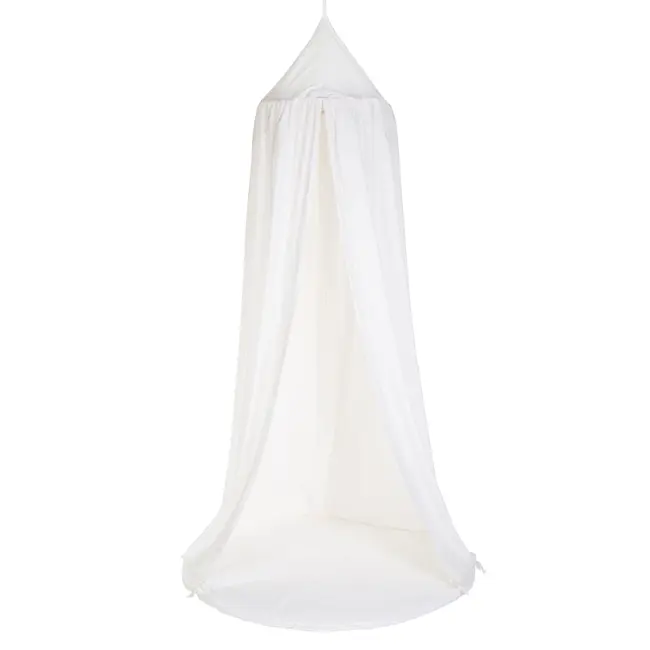Cort cu baldachin + saltea de joaca Childhome 120x120x230 cm, Jerse Alb ERFCH-CCHCTW