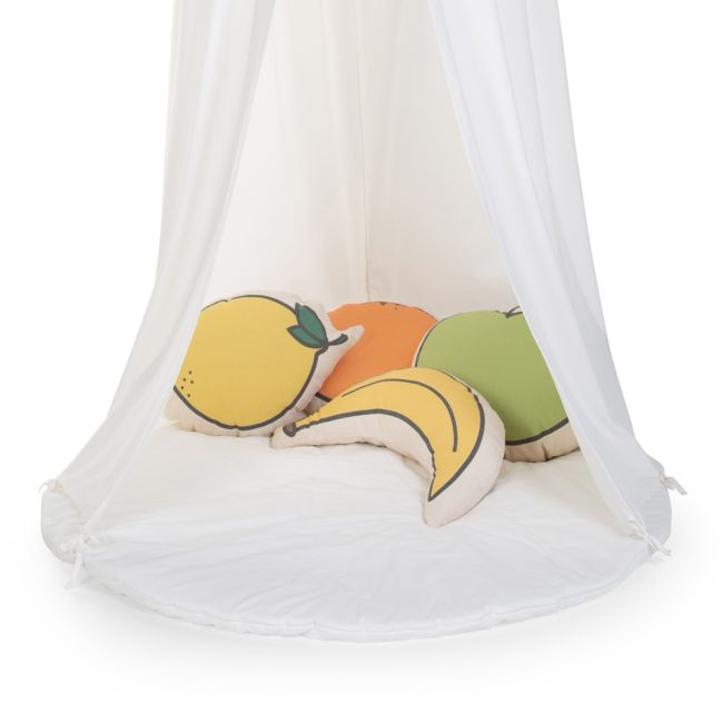Cort cu baldachin + saltea de joaca Childhome 120x120x230 cm, Jerse Alb ERFCH-CCHCTW