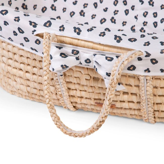 Cos bebe Childhome Moise din coji de porumb cu saltea, Husa Jerse Leopard ERFCH-MBSR3CJLEO