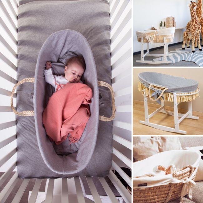 Cos bebe Childhome Moise din coji de porumb si rafie cu saltea, Husa Jerse Leopard ERFCH-MBSRRACJLEO