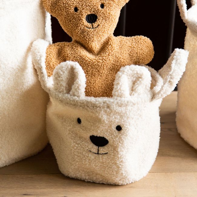 Cos depozitare Childhome 25x20x20 cm, Teddy Alb ERFCH-CCBTW20