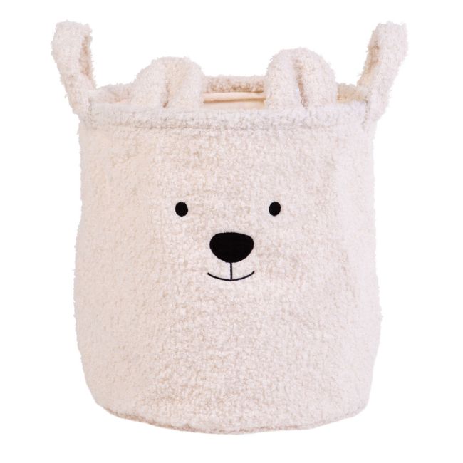 Cos depozitare Childhome 30x30x30 cm, Teddy Alb ERFCH-CCBTW30