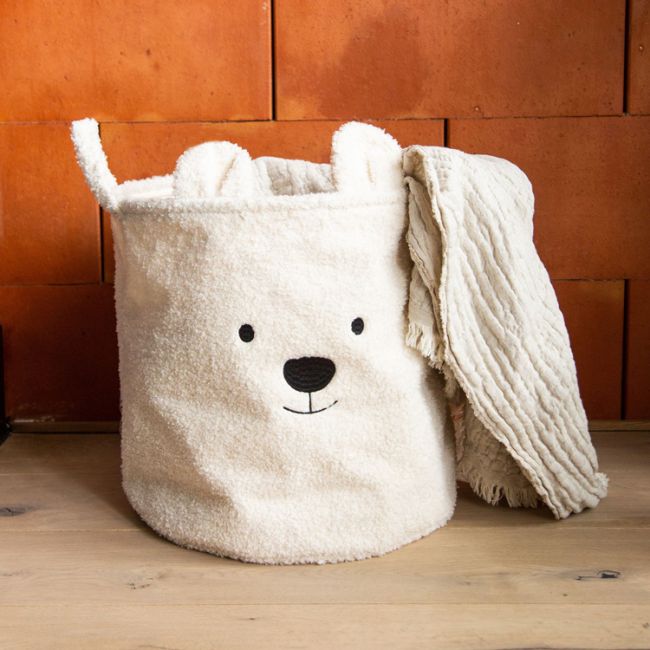 Cos depozitare Childhome 40x40x40 cm, Teddy Alb ERFCH-CCBTW40