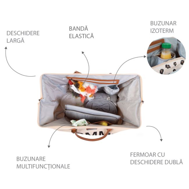 Geanta de infasat Childhome Mommy Bag Ecru ERFCH-CWMBBWH