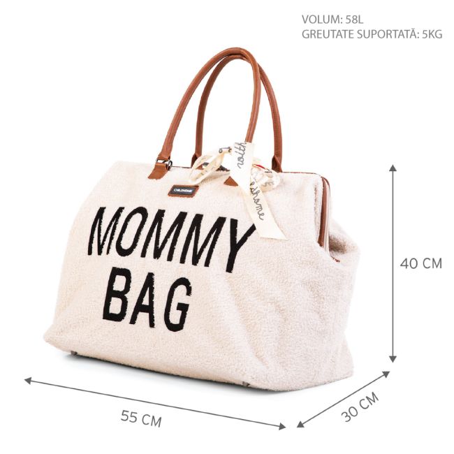 Geanta de infasat Childhome Mommy Bag Teddy Ecru ERFCH-CWMBBTW