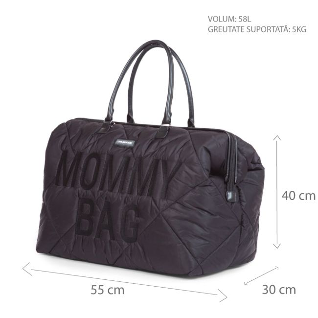 Geanta de infasat matlasata Childhome Mommy Bag Negru ERFCH-CWMBBPBL