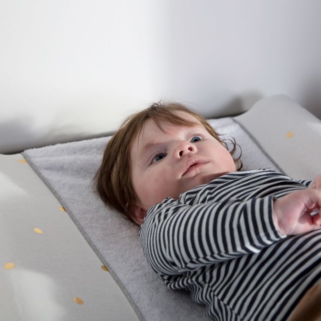 Husa saltea de infasat Childhome Jerse/Frotir Buline ERFCH-CCCOTWHGD