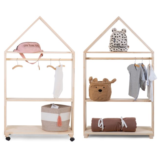 Mobilier decorativ casuta cu roti Childhome 80x135 cm, Lemn Natural ERFCH-OHCN