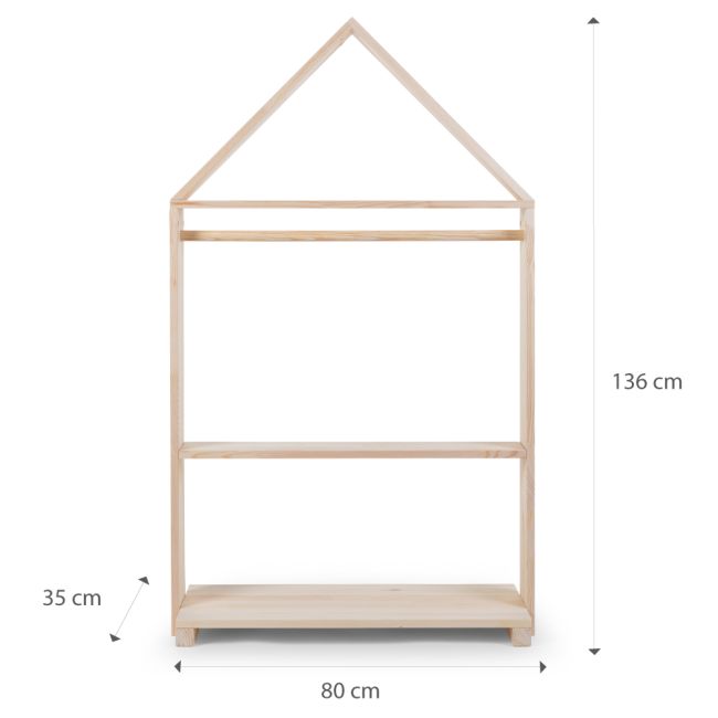 Mobilier decorativ casuta cu roti Childhome 80x135 cm, Lemn Natural ERFCH-OHCN