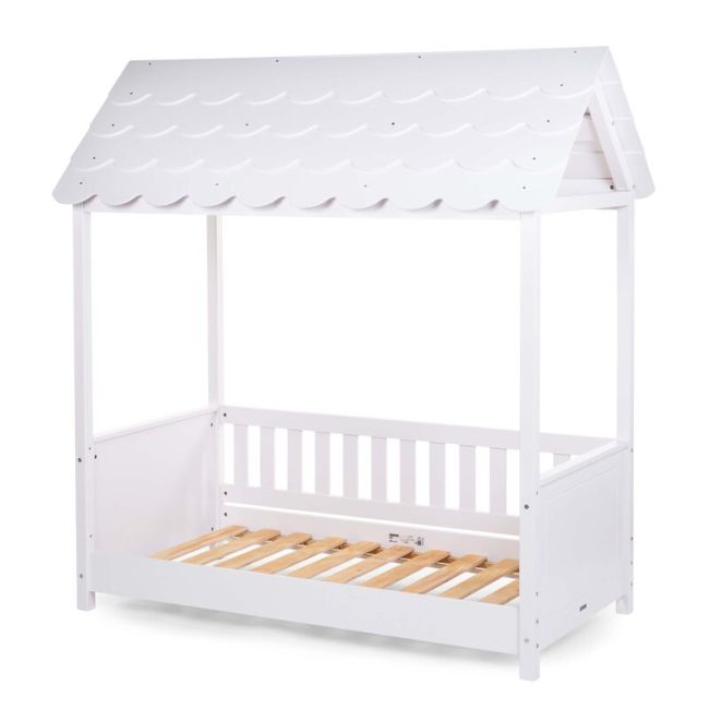 Pat Casuta Childhome cu protectii laterale 70x140 cm Lemn Alb ERFCH-B140BHR