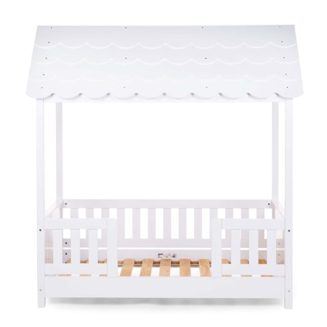 Pat Casuta Childhome cu protectii laterale 70x140 cm Lemn Alb ERFCH-B140BHR