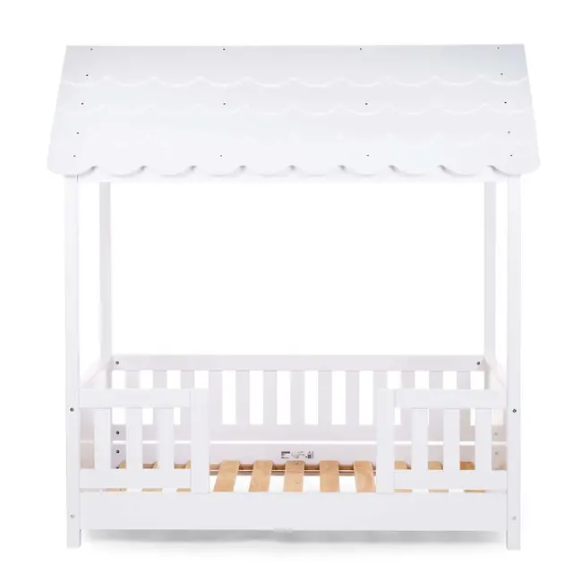 Pat Casuta Childhome cu protectii laterale 70x140 cm Lemn Alb ERFCH-B140BHR