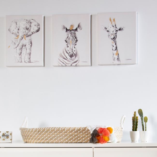 Pictura in ulei Childhome 30x40 cm, Zebra cu detalii aurii ERFCH-CHOPZEB