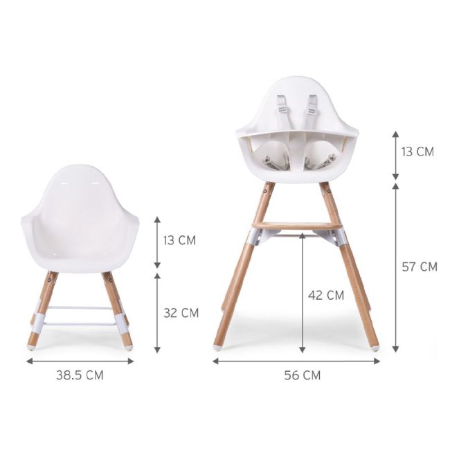 Scaun de masa reglabil in inaltime Childhome Evolu 2 Natural/Alb ERFCH-CHEVOCHNW
