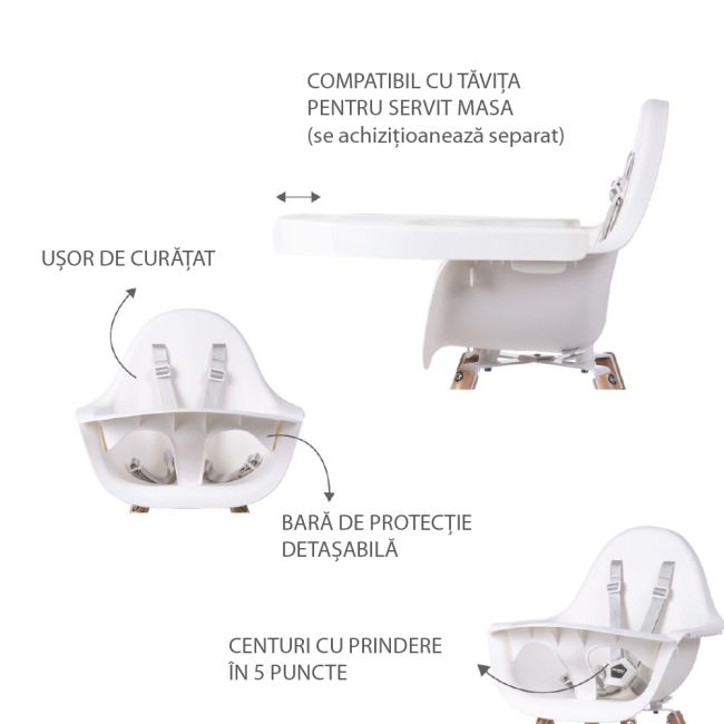 Scaun de masa reglabil in inaltime Childhome Evolu 2 Natural/Alb ERFCH-CHEVOCHNW