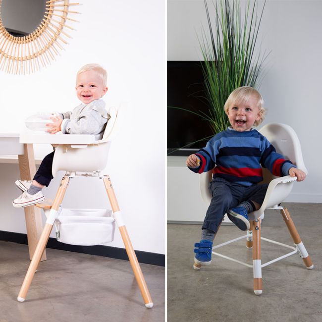 Scaun de masa reglabil in inaltime Childhome Evolu 2 Natural/Alb ERFCH-CHEVOCHNW
