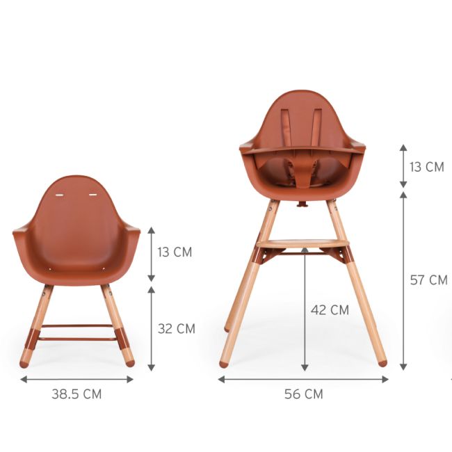 Scaun de masa reglabil in inaltime Childhome Evolu 2 Natural/Ruginiu ERFCH-CHEVOCHRU
