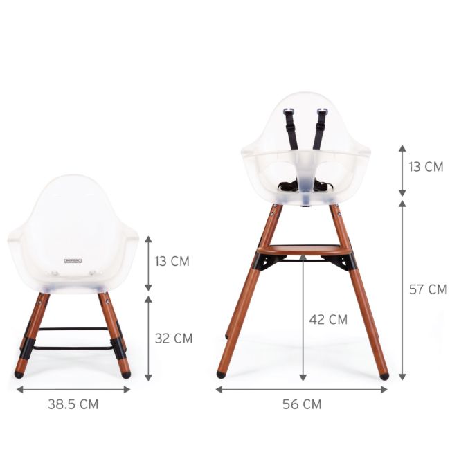 Scaun de masa reglabil in inaltime Childhome Evolu 2 Natural inchis/Alb transparent ERFCH-CHEVOCHFR